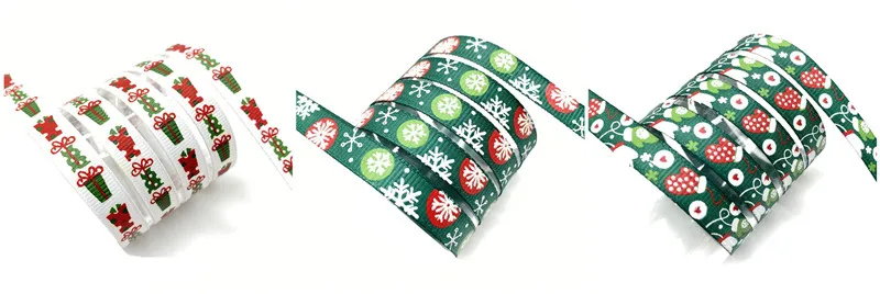 5Yards 10mm Christmas Ribbon Printed Grosgrain Ribbons for Gift Wrapping Wedding Decoration Hair Bows DIY |