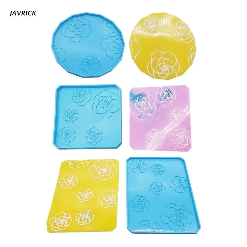 

Coaster Molds for Resin Casting Camellias Pattern Square Round Epoxy Resin Molds Great for Making Coasters DIY Artwork