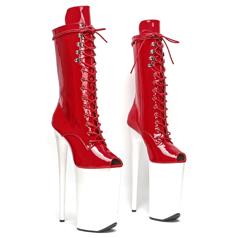 Leecabe 26 см/10 дюймов лакированные ботинки из искусственной кожи с открытым носком