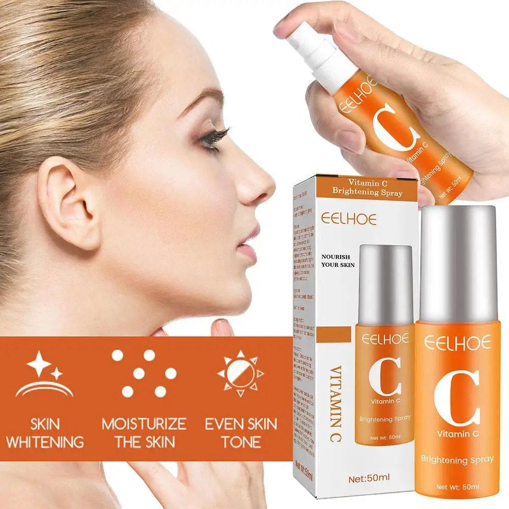 

50ml Vitamin C Brightening Facial Spray Mist Moisturizing Face Serum Shrink Pores Oil Control Whitening Skin Care Facial Spray