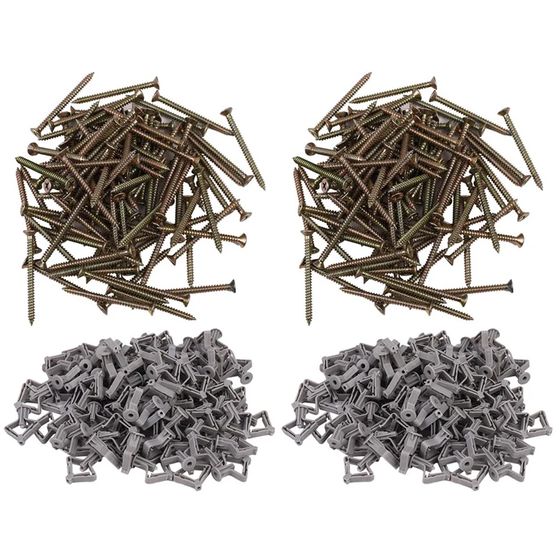 200 шт. поли переключатель гипсокартон якорь пластиковая Расширительная Труба настенные анкеры заглушки расширение с винтом комплект