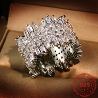 real solid 14k white gold color natural white diamond ring for women fine anillos de silver color 925 jewelry wedding bizuteria