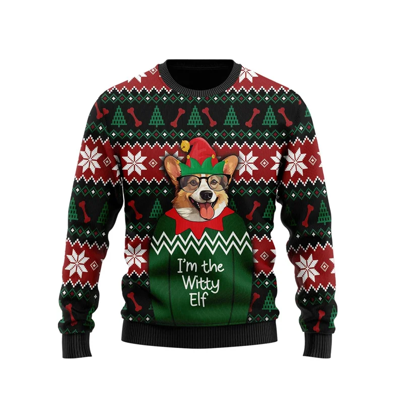 Толстовка с 3D принтом Witty Dog для мужчин пуловер рождественским узором домашних