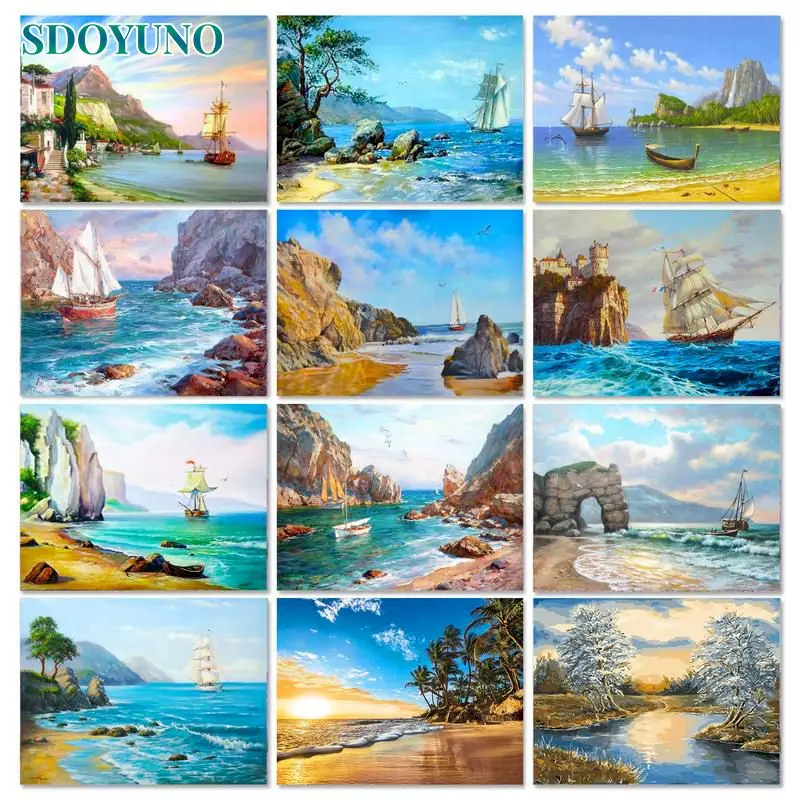 

SDOYUNO 60x75cm Pictures By Numbers Seascape Drawing On Canvas Painting By Number Oil HandPainted Coloring Craft Diy Gift