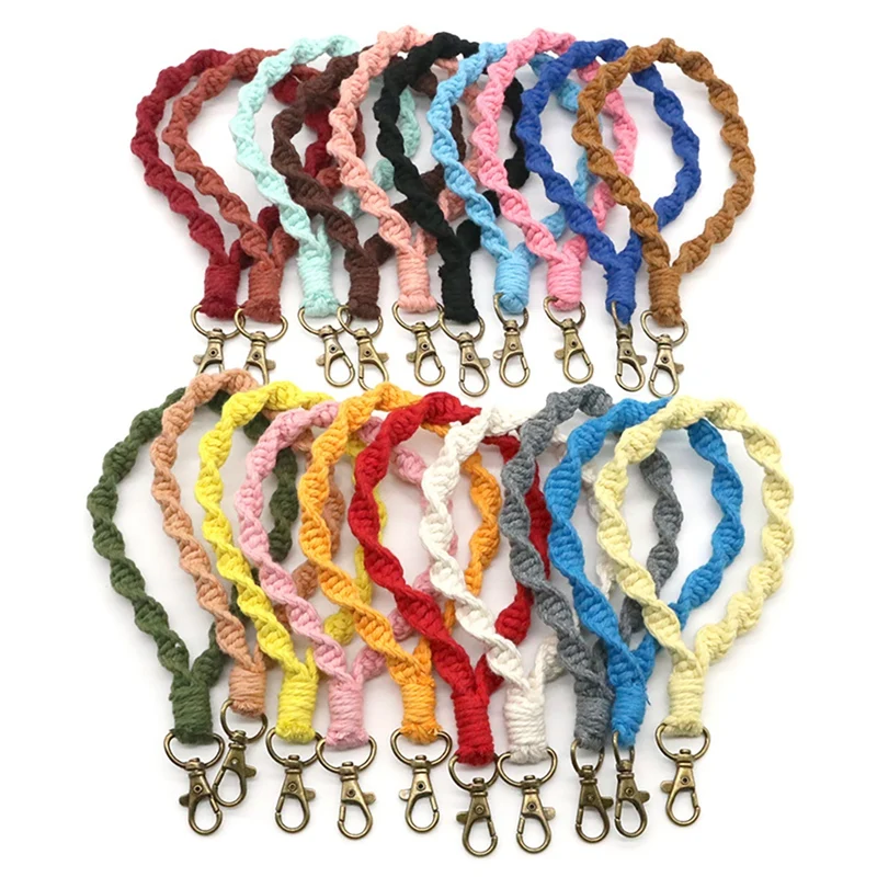 

Женский брелок-Макраме в стиле бохо, Плетеный ремешок ручной работы для ключей, кошелька, ключей от машины