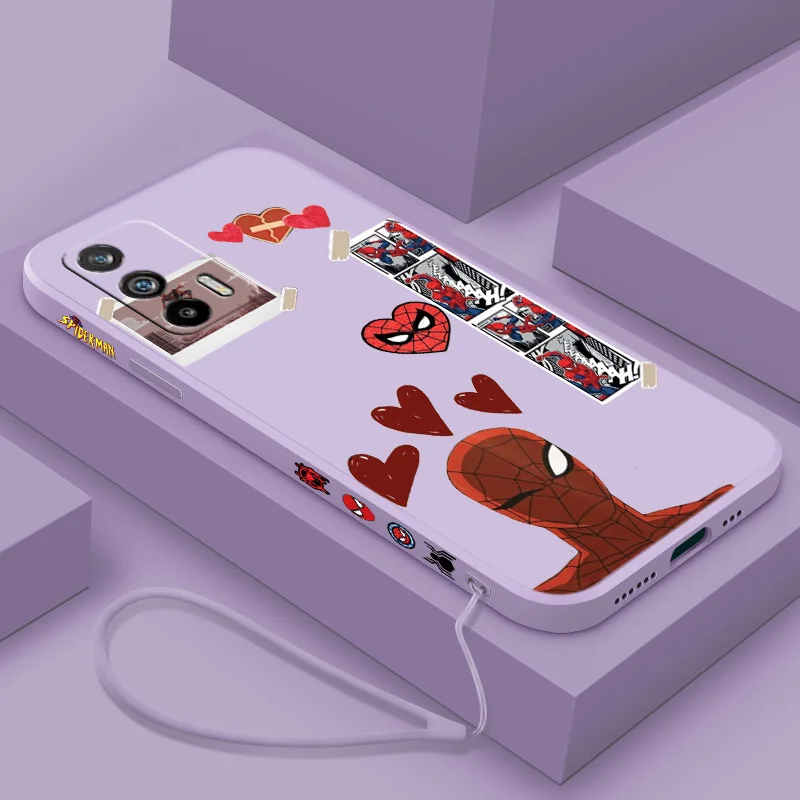 

Marvel Cute Spiderman Phone Case For OPPO Reno 9 8 7 SE 6 5 3 2 Z Pro Plus Lite Snapdragon Liquid Left Rope TPU Cover