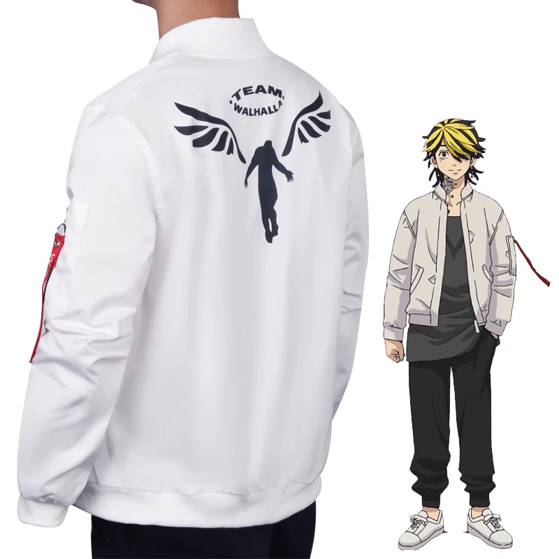 

Костюм казутора ханемия косплей Токио Мстители белое пальто Валгалла Униформа бейсбольные куртки Mikey Draken подарок на Хэллоуин