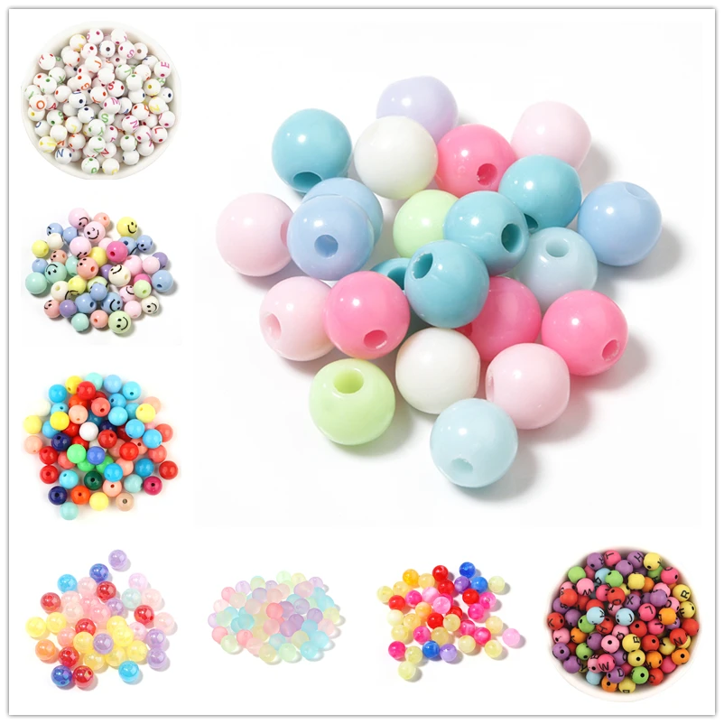 

6/8/10mm acrylic beads 50-100pcs round Shape bead for Jewelry Making Multicolor necklace Bracelet making