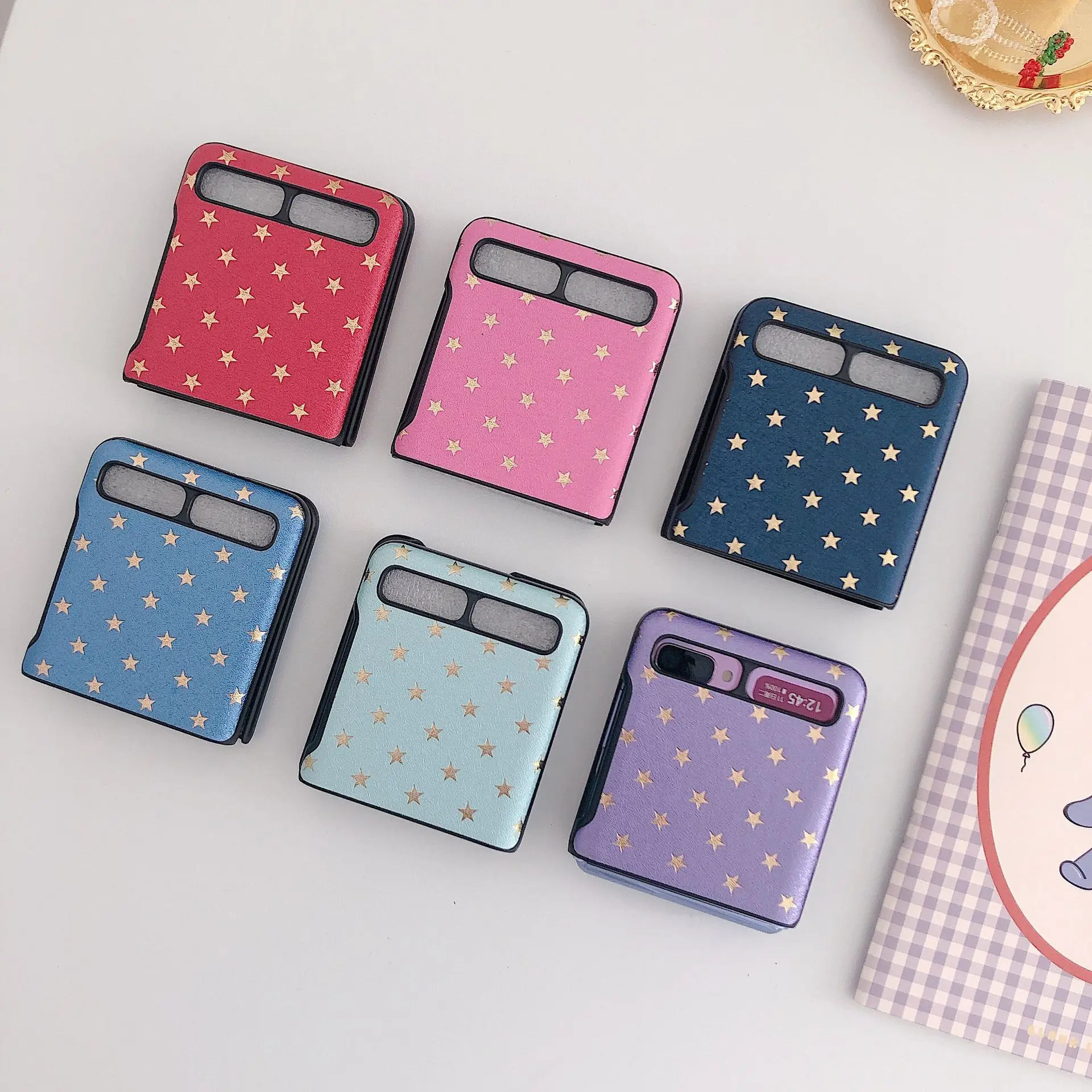 

Luxury PU Leather Case For Samsung Z Flip All-inclusive Hard PC Explosion Proof Cover for galaxy z flip F7000 Phone Shell
