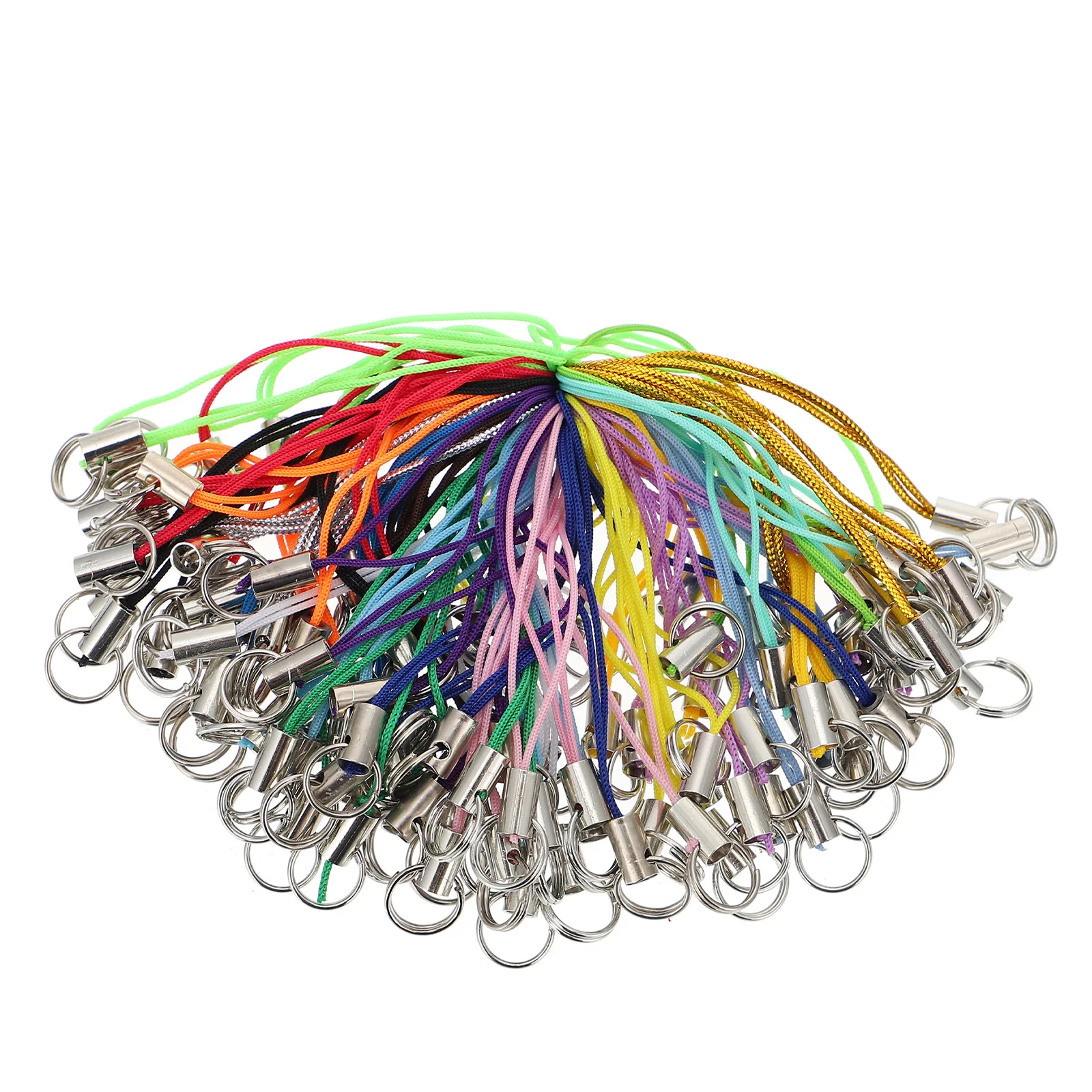 

100 Pcs Mobile Phone Straps MP3 Hanging Rope Universal Key Fobs Tie Trinket Lanyard DIY Nameplate Aluminum Iron ID Cards