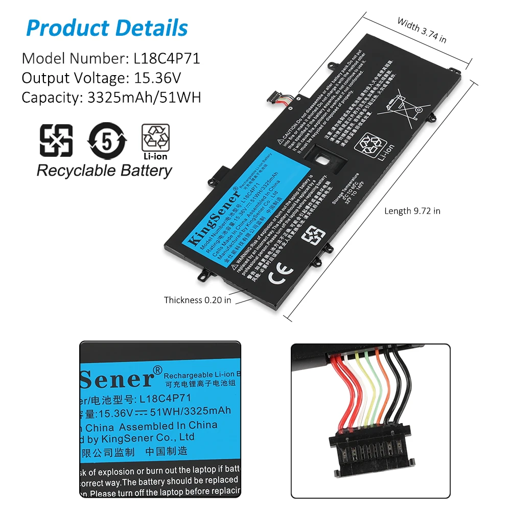 Batterie d'Ordinateur Portable L18M4P72 pour Lenovo ThinkPad X1 Yoga 4e 5e Gén/x1 Carbone 7e 8e Gén Série Notebook 02DL004 L18L4P71 SB10K97642 02DL005 L18C4P71 SB10K97644 SB10K97643 02DL006