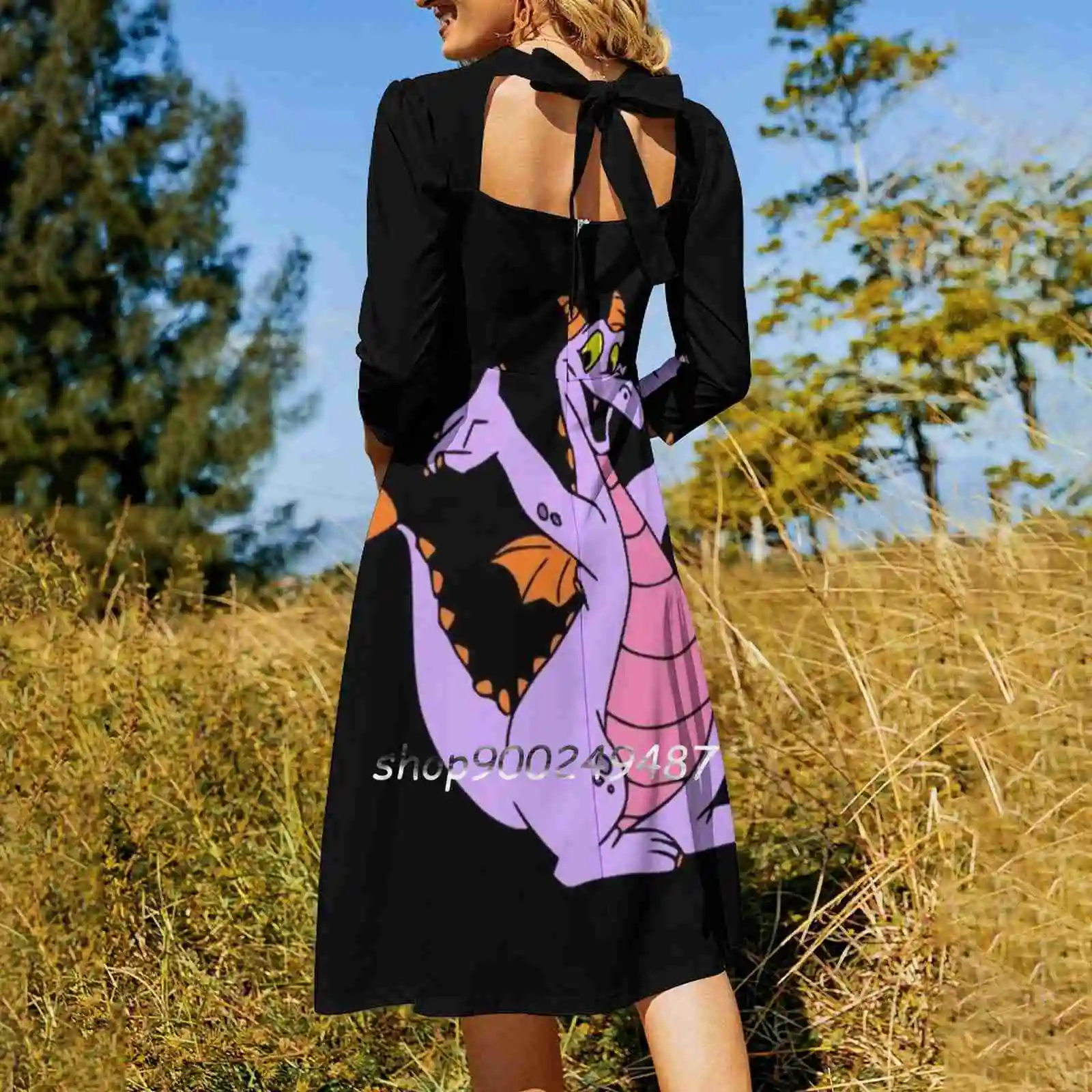 Figment One Little Spark Square Neck Dress New Plus Size Elegant Women Waist Tight Imagination Imagine