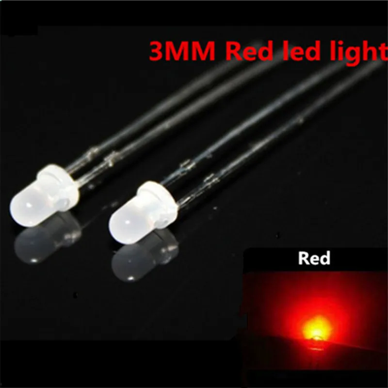 

50pcs 3mm Misty Round LED Diffused Red Wide Angle light emitting diode lamp