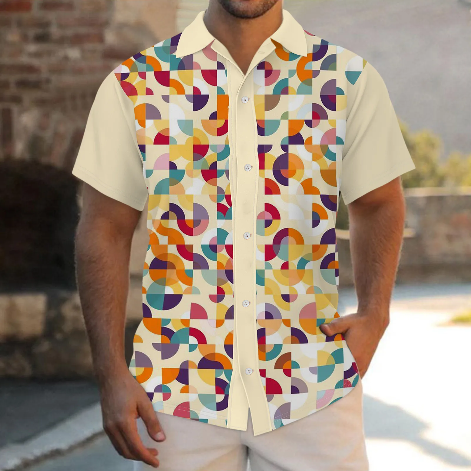 

Mens Vintage Ethnic Africa Print Turn Down Collar Short Sleeve Loose Casual Shirts Slim Fit Male Shirt Men Blouse Camisas Hombre