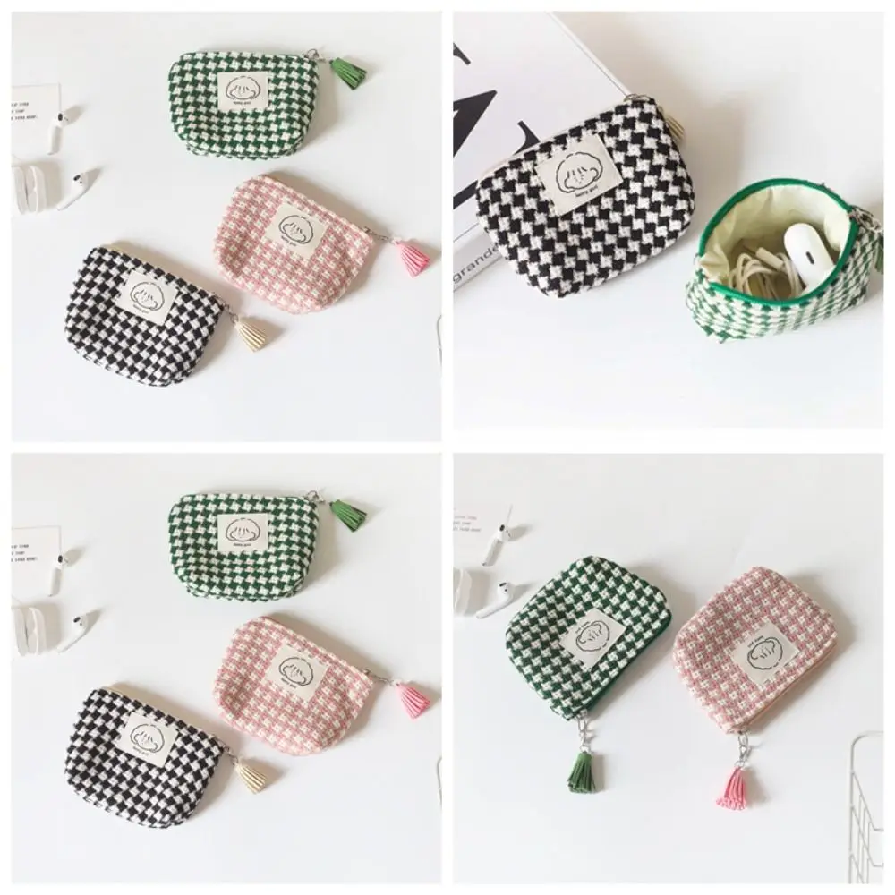 

Клетчатый клетчатый мини-кошелек для монет, сумка для макияжа ярких цветов, органайзер для тампонов, маленькая ежедневная Сумка для хранения гигиенических салфеток в Корейском стиле