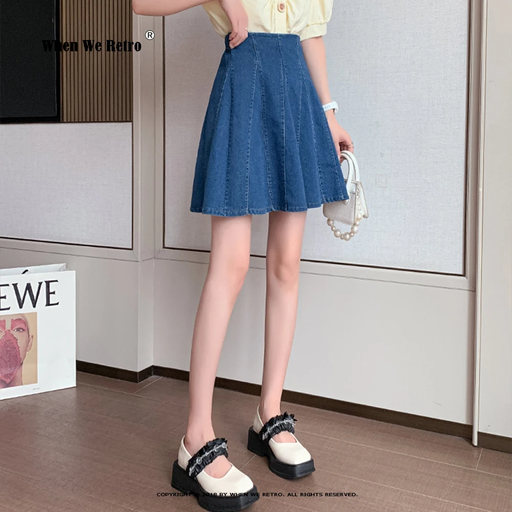 Женская джинсовая мини-юбка с высокой талией и эластичным поясом - купить по