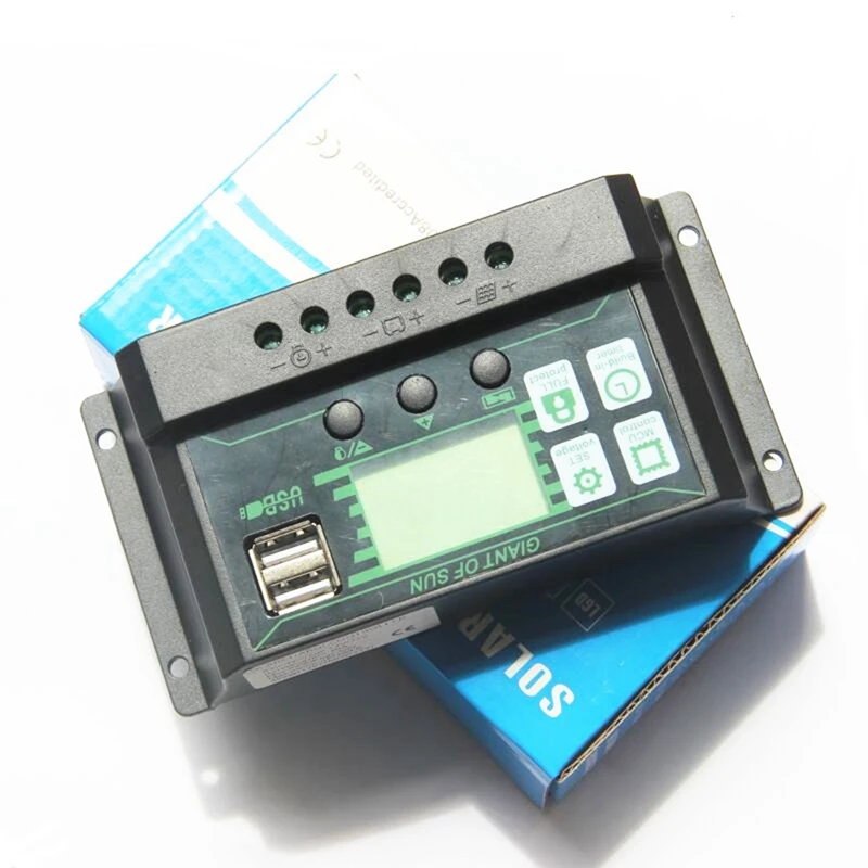 30A 12V 24V контроллер заряда солнечной батареи двойной USB фотоэлектрический