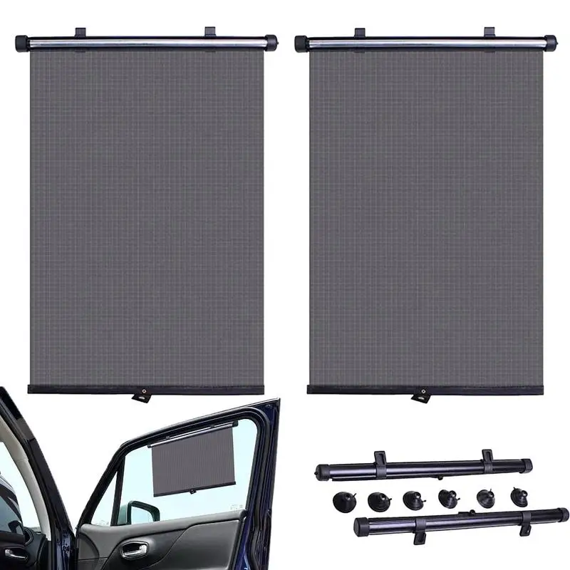 

Car Window Roller Shade 2 Pack Retractable Car Window Shade With Suction For Side Windows Blocks Sun Glare And Heat Protects