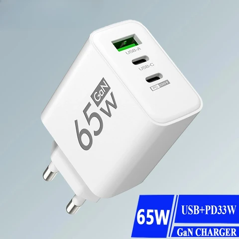 Быстрое Зарядное Устройство GaN USB PD Мощностью 65 Вт Для iPhone 14/15 Pro Xiaomi Samsung Oneplus — Блок Питания Мобильного ...