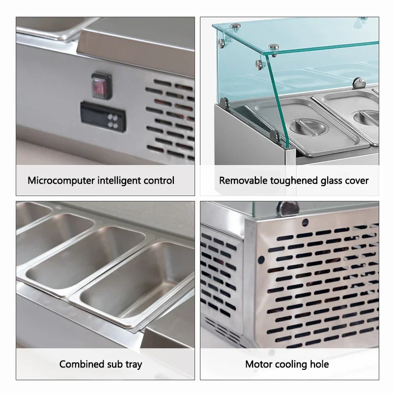 220 В настольный шкаф для салата коммерческий стол разбрасывания пиццы