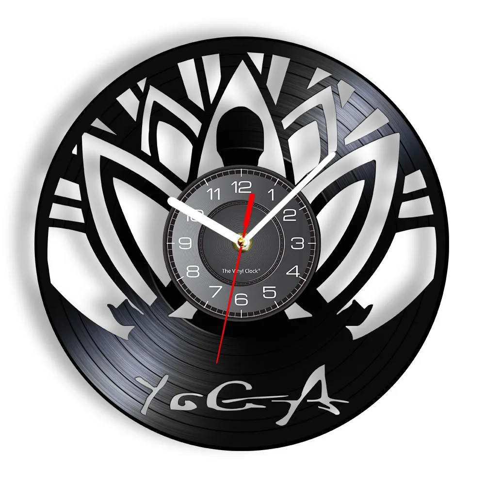 Mandala Yoga Self-knowledge Practice Vinyl Record Wall Clock Meditate Zen Lotus Buddha Spirit Wall Art Music Album Clock Watch