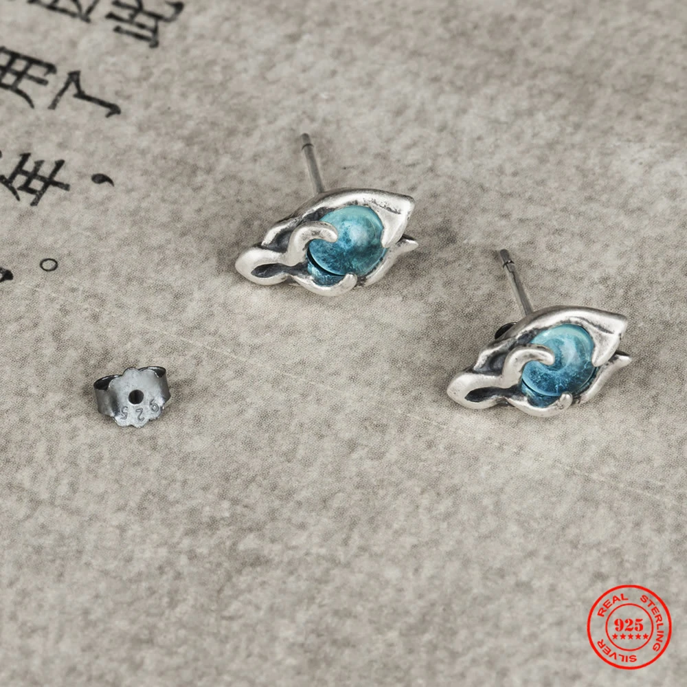 

Серьги-гвоздики yizai из настоящего серебра 925 пробы с голубыми кристаллами