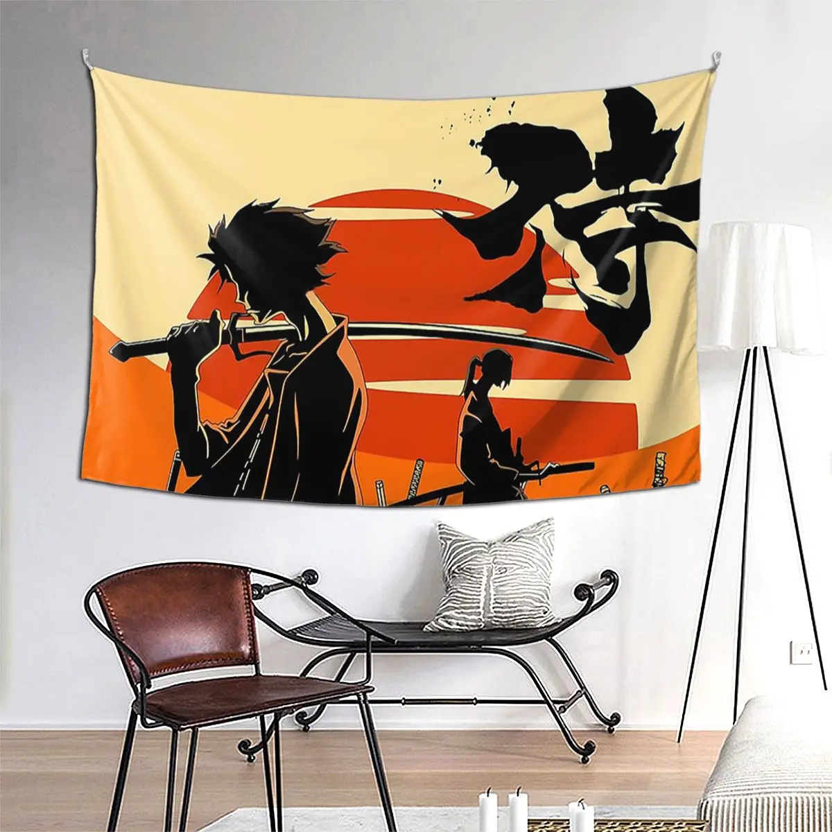 

Sunset Samurai Tapestry Art Wall Hanging Aesthetic Home Decor Tapestries for Living Room Bedroom Dorm Room