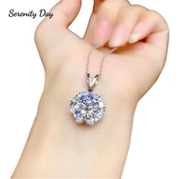 serenity day 5ct moissanite necklace d color vvs diamond snowflake pendant jewelry 925 sterling silver plated platinum for women