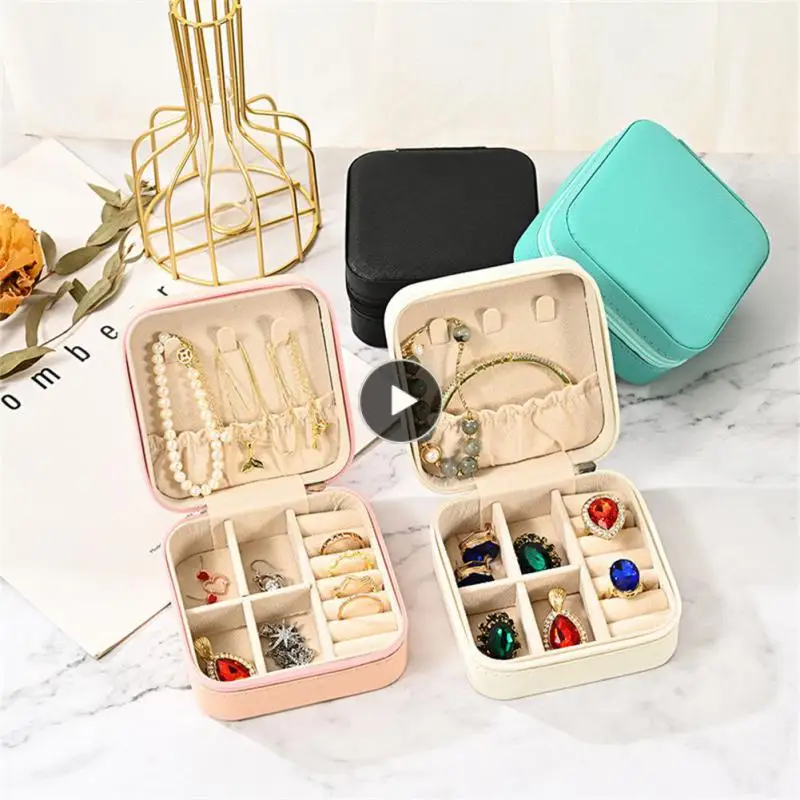 

Шкатулка для хранения украшений на молнии, кожаный Органайзер на молнии, дорожный бокс для хранения ювелирных изделий, серег, ожерелий, колец