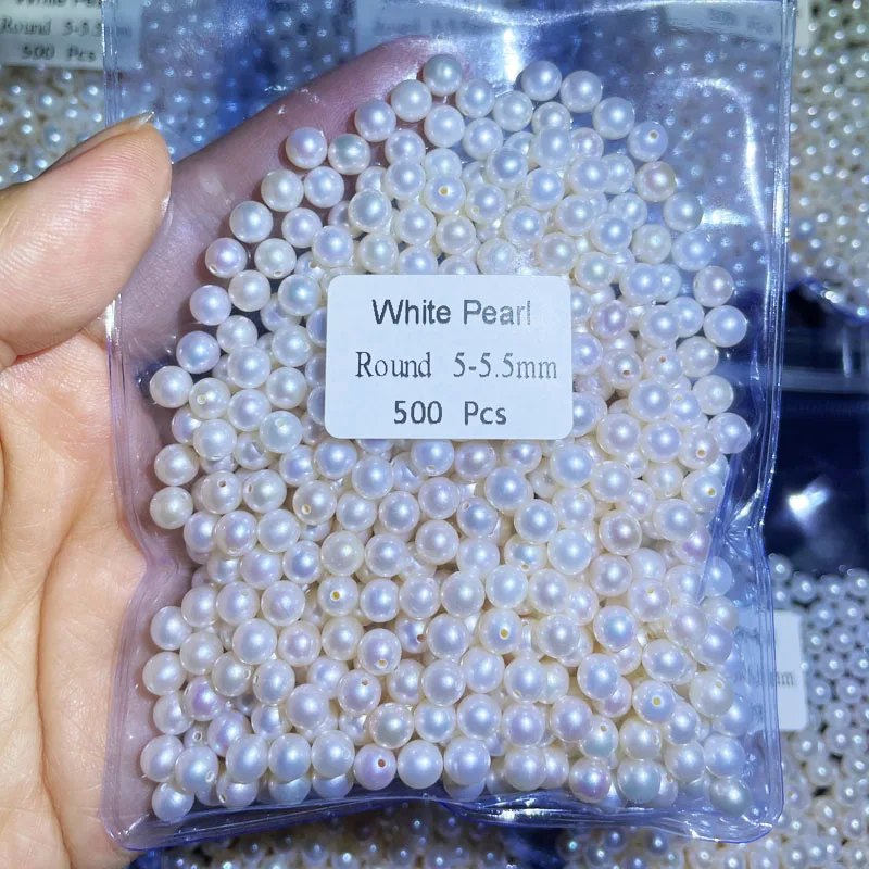 Серьги женские круглые с пресноводным жемчугом 2 пары/партия 5 А