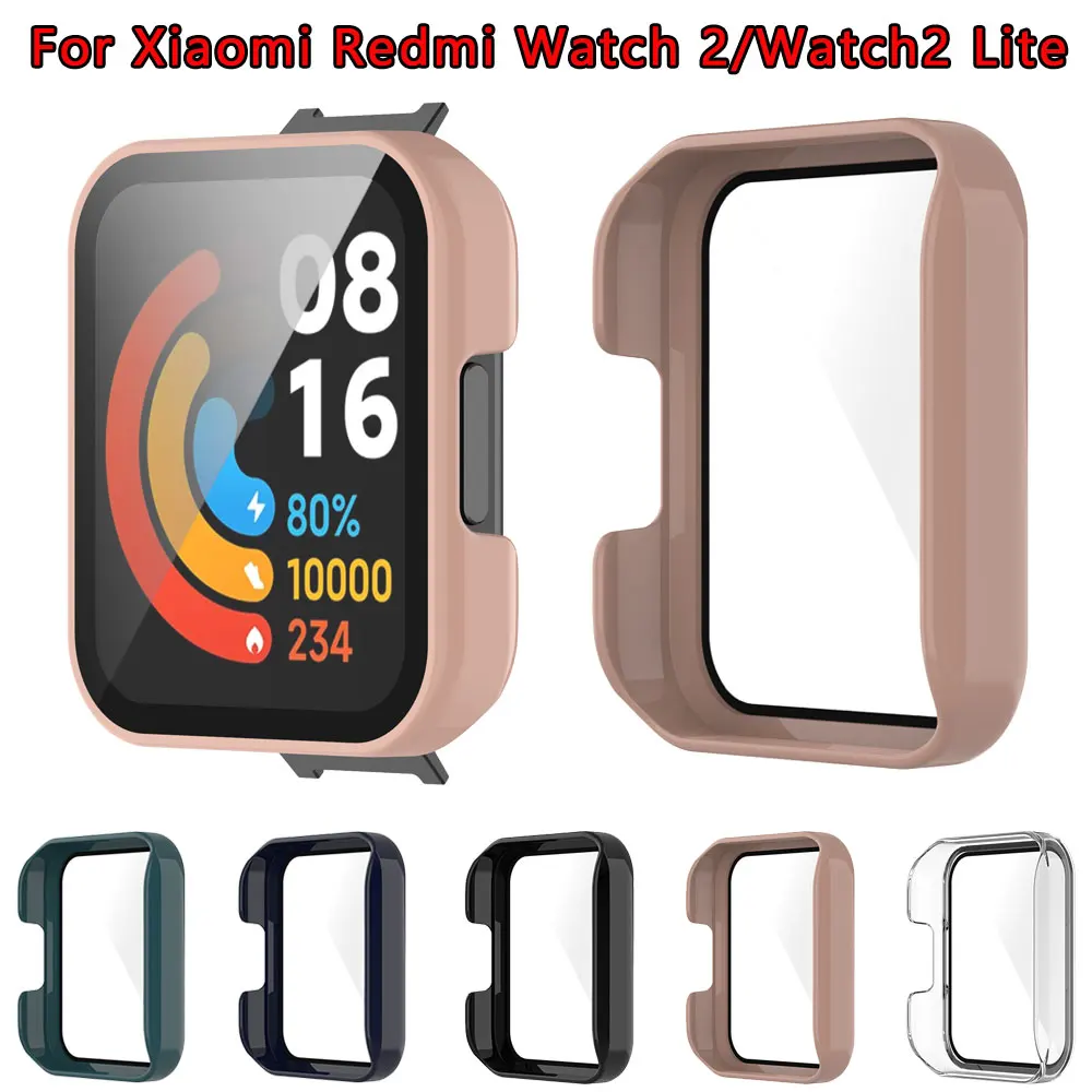 

Защитный чехол для часов Xiaomi Redmi Watch 2 Lite, бампер для смарт-часов с рамкой, чехол из поликарбоната с закаленной пленкой