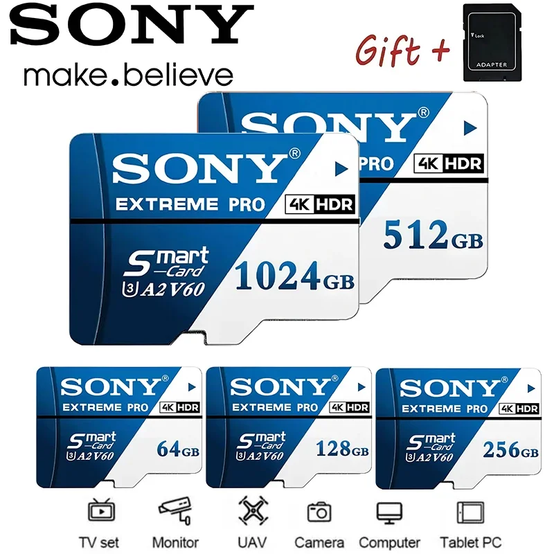 Фото Оригинальная карта памяти Sony 256 ГБ, 128 ГБ, 64 ГБ, Class10, Micro TF-карта, TF-карта, 1 ТБ, 512 ГБ, карты памяти для смартфонов и планшетов №1