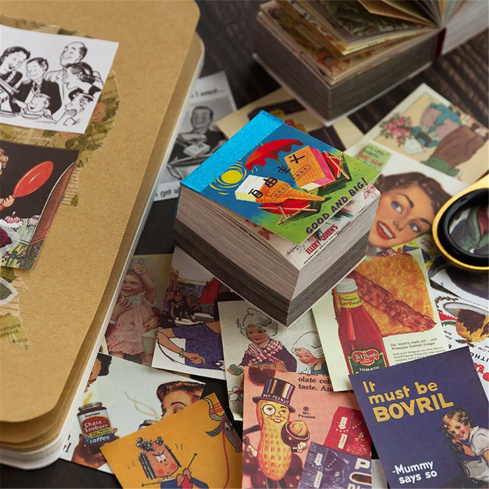 

400sheets Vintage Sticker Book Retro Journaling Korean Stationery Aesthetic Stickers Scrapbooking Album Planner Diary Label