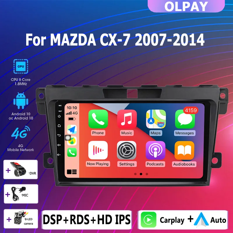2din 4 + 64G otomatik Android radyo multimedya oynatıcı carplay GPS navigasyon yok MAZDA CX-7 için DVD cx7 cx 7 2007 2008 2009 2010-2014