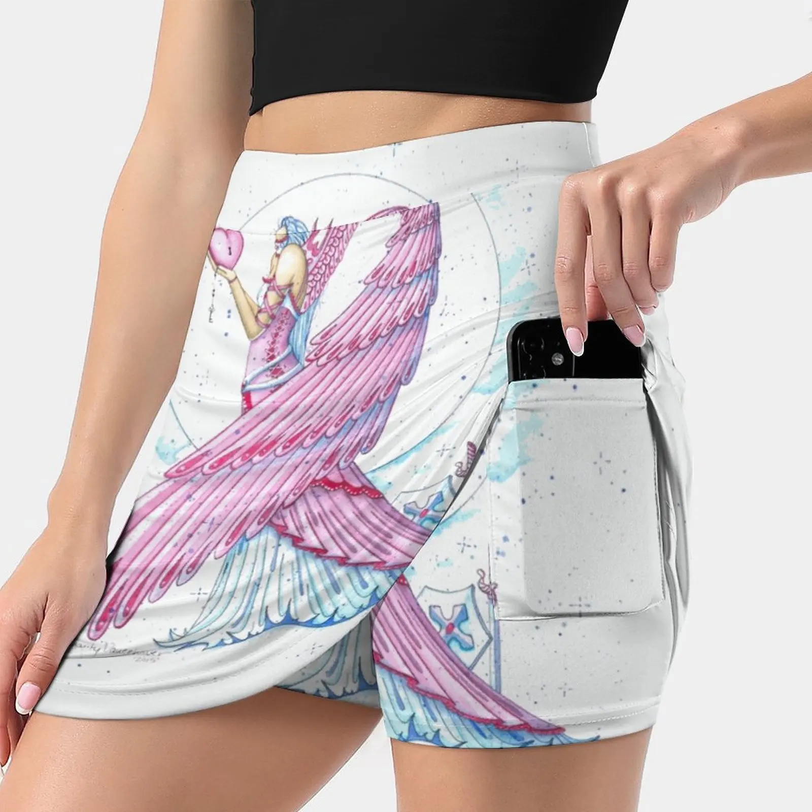 

Юбка женская «Ангел борется за лечение», модная розовая юбка «воин» из коллекции 2022, мини-юбка, короткая офисная юбка