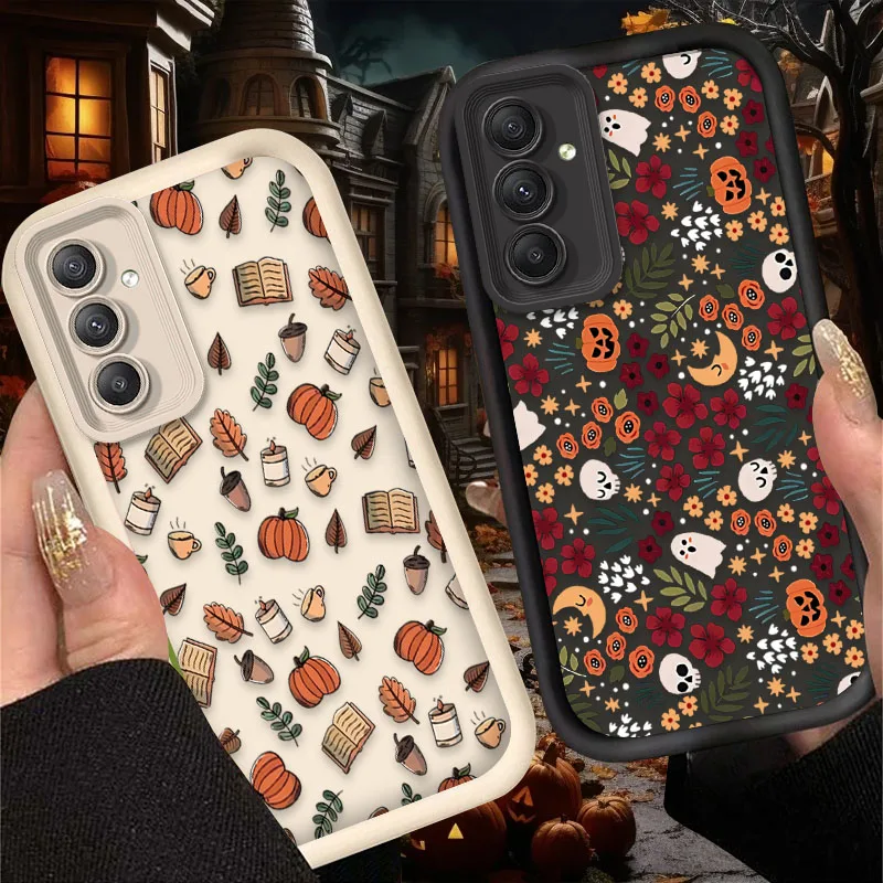 Фото Чехол с милым тыквенным черепом на Хэллоуин для Samsung Galaxy A54 A05S A05 A34 A24 A14 A53 A33 A23 A13 A52 A52S A32 A22 A12 A71 A51 A31 №1
