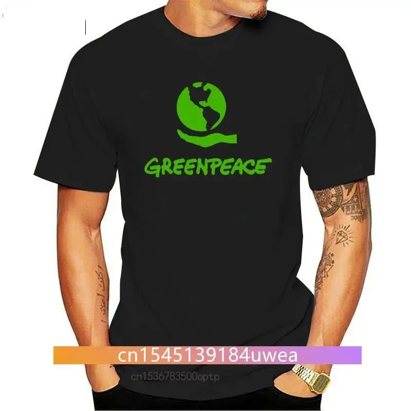 New 2021est   2021 Greenpeace Green Peace Symbol Men& Black T-Shirt Size S to 3XL Summer sportwear casual t-shirt