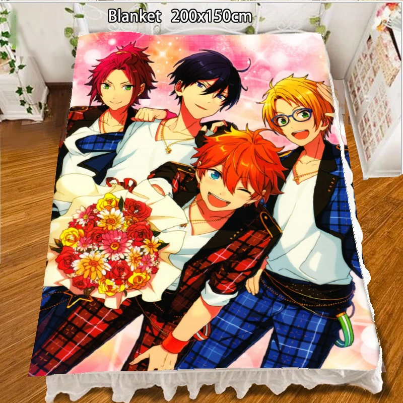 

Флисовое одеяло с аниме звездами Akehoshi Subaru Yuuki Makoto, покрывало, ковер, мягкие постельные принадлежности 200x150 см