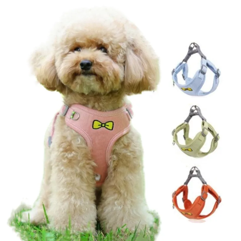 

Dog Harness Vest Adjustable Corduroy Reflective Soft Cat Puppy Cute Walking Lead And Leash Set For Small Medium Dogs Accessories