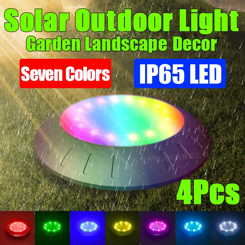 

4Pcs Christmas Decorations Solar Buried Lights 16LED Waterproof Square Park Lawns Ground Lamps Road Landscape Colorful Lightings