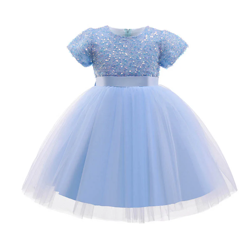 

Одежда для маленьких девочек, новинка 2022, платье принцессы с большим бантом для девочек, платье с блестками Вечерние вечернее праздничное п...