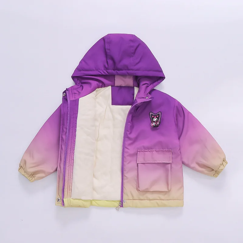 Детская куртка с капюшоном Sanrioed Kuromi мультяшное бархатное пальто для девочек