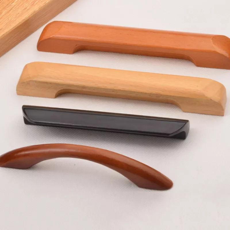

Wood Handle Pull with screws 64mm/96mm/128mm Kitchen Cabinet Cupboard Door Drawer Knob Furniture Hardware Red/Nature color
