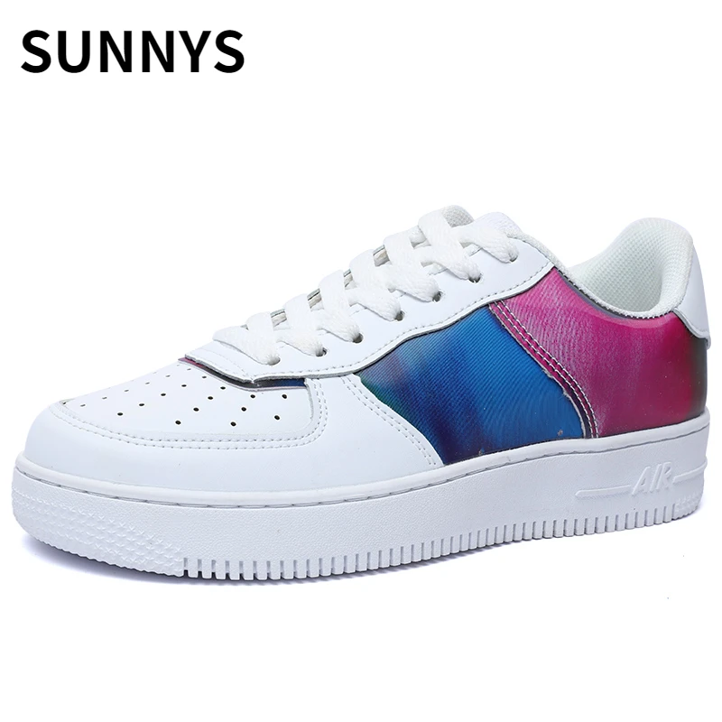 

2022 Fashion Shoes Women's Vulcanize Shoes New Arrive Summer White Sneakers Breathable Lace-Up Women Shoes Fashion Gradient