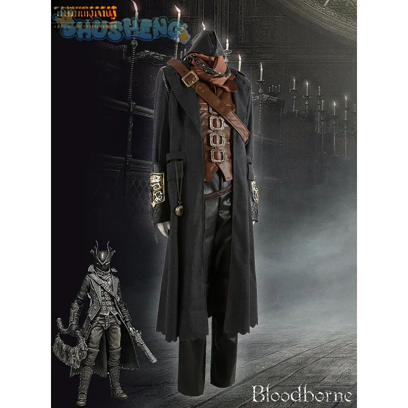 Игра Bloodborne Косплей Gehrman Hunter Костюм Шляпа Маска Шарф Карманные аксессуары