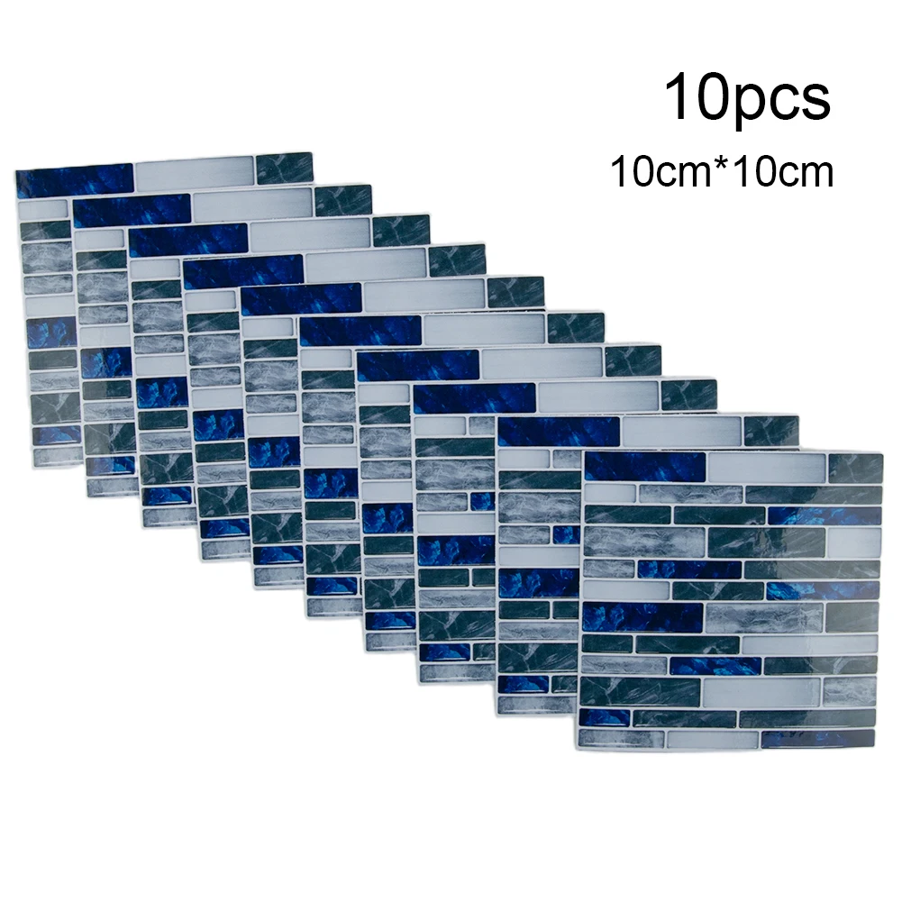 

Durable Tile Stickers Wall Decal Steady Sticky Sticker 10*10cm 10PCS Bathroom Decoration Epoxy And Plastic Home