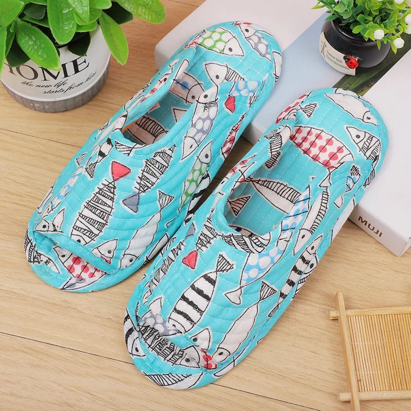 Women Fabric Slippers Vintage Floral Men Home Slippers Indoor Soft Travel Lady Cotth Sewing Comfy Flat Shoe Confinement slippers