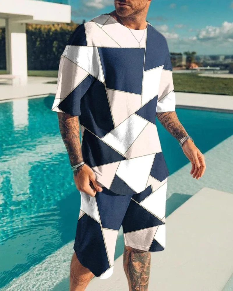 Hawaii Beach Man 2 Piece Set Fashion T-shirt + Shorts Suit O Neck Plus Size Loose Men's Set Summer Hip Hop Streetwear Outfits