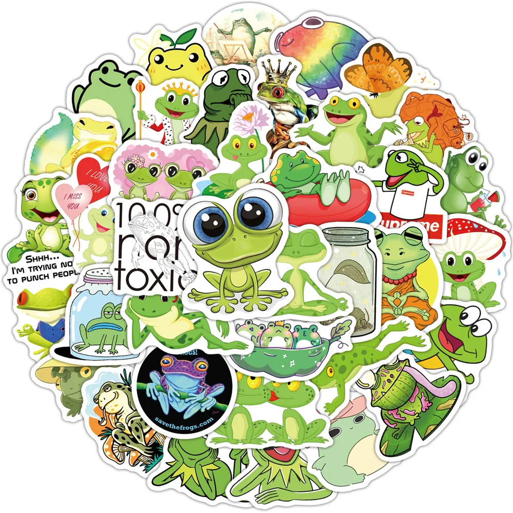 

10/30/50PCS Cute Frog Cartoon Graffiti Sticker Bicycle Computer Notebook Electric Car Water Cup Personality Skateboard Wholesale
