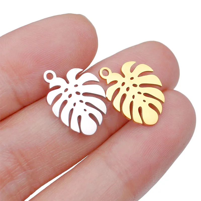 

WZNB 5Pcs Leaf Charms for Jewelry Making Stainless Steel Coconut Leave Pendant Diy Bohemia Earring Necklace Accessories Supplies